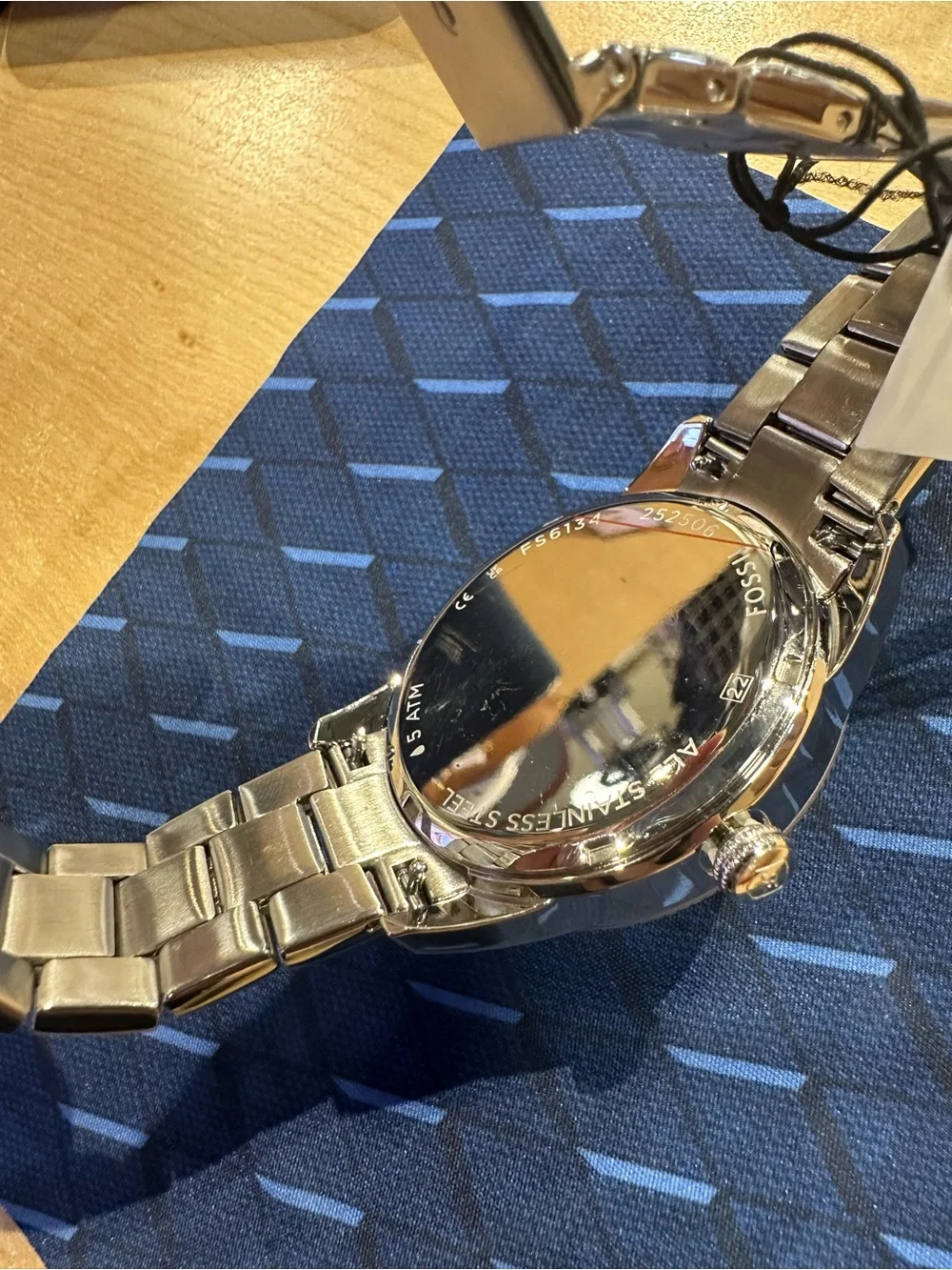 Fossil Men's Stainless Steel Blue Dial Chronograph with Silver Bracelet